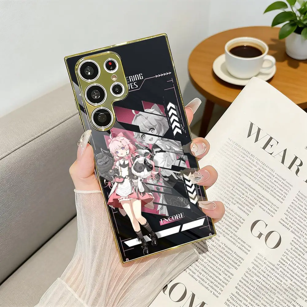 Game Wuthering Waves Zhezhi Phone Case Luxury Electroplated Metal Frame Case For Samsung Galaxy S25 S24 S23 Ultra