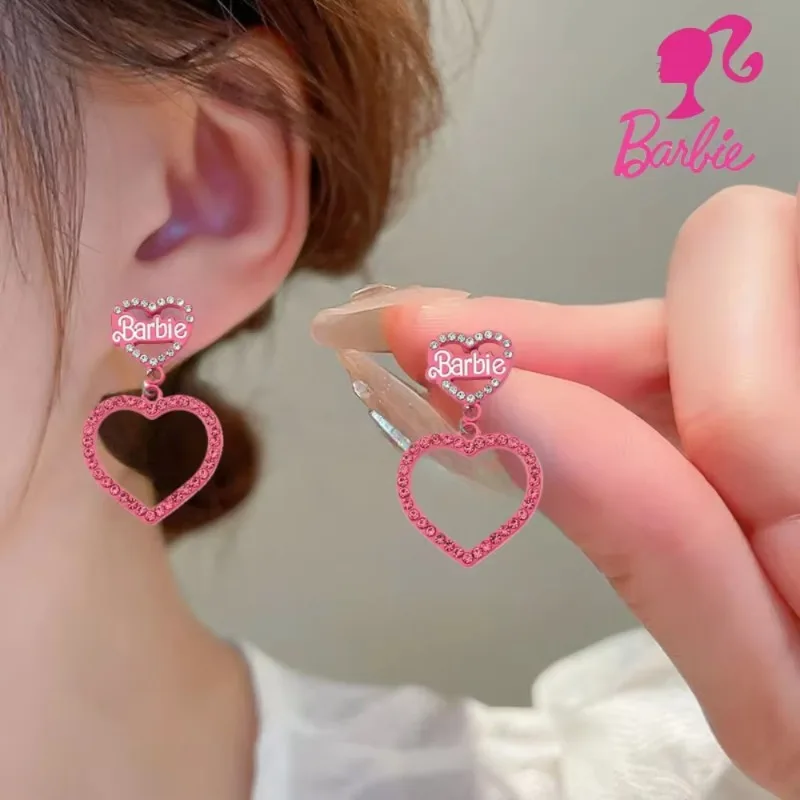 Pink Personality New Barbie Earrings Love Letter Acrylic Creative Fashion Girl Fashion Jewelry Accessories Birthday Party Gift