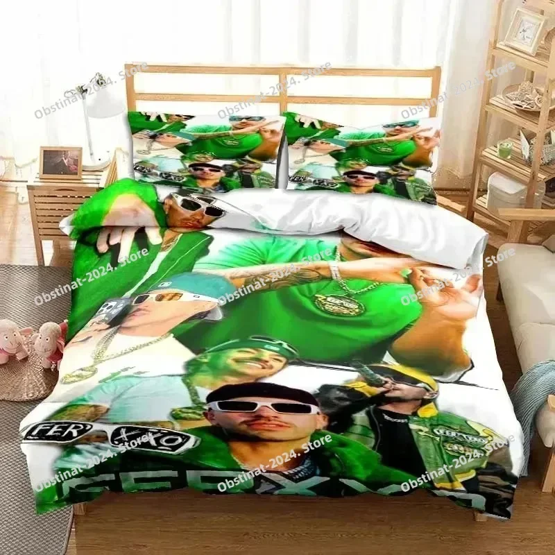 Fashion Ferxxo Feid Rapper Bedding Set Printed Bed Set With Pillowcase Bed Duvet Cover Soft Single Double Queen Super King Size