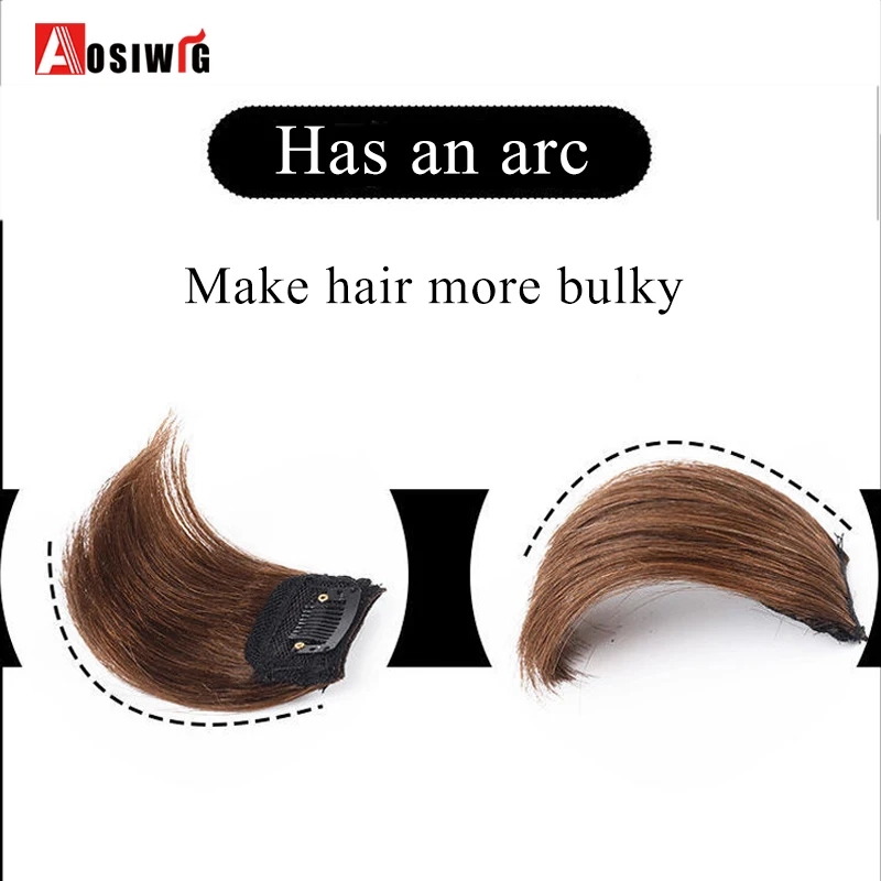 Aosiwig-horquilla con Clip para mujer, almohadilla de cabello Artificial sin costuras, extensiones de cabello Natural negro, sintético falso, una