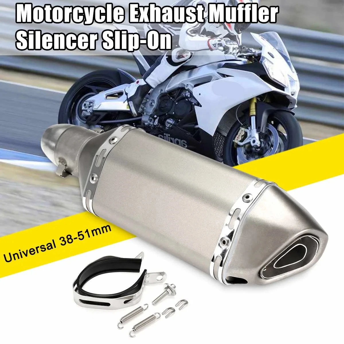 

310mm 38-51mm Universal Motorcycle Scooter ATV Exhaust Muffler Pipe Escape Moto For FZ6 CBR250 CB600 MT07 CBR125 CB400 GSXR650