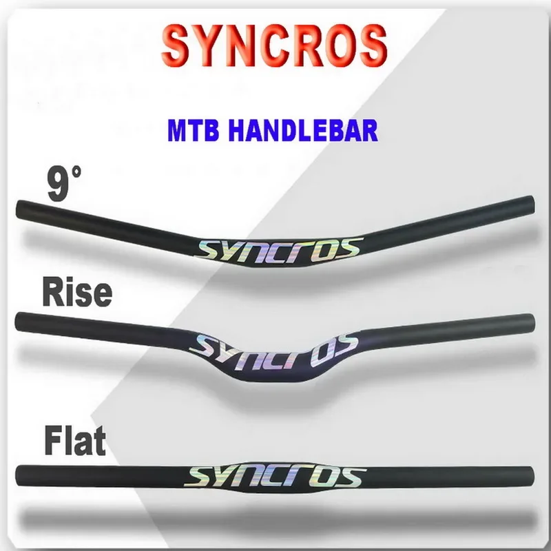 SYNCROS Full Carbon Fiber Handlebar, Mountain Bike, BMX, Flat, Rise, 9 Degree, Handlebar Diameter 31.8mm， MTB Bicycle Accessorie