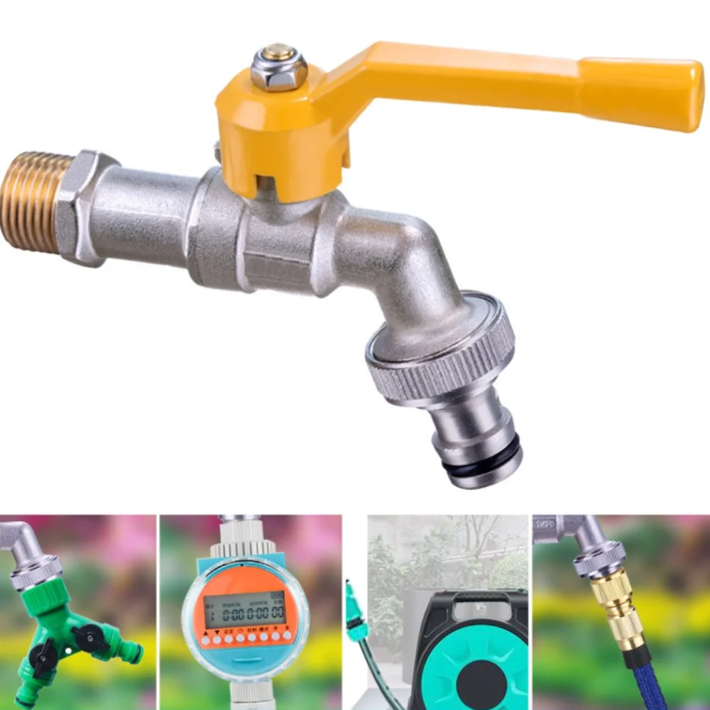 

2-Way Garden Hose Faucet Adapter Wall Mounted Ball Valve IBC Water Tank Connector Heat-resistant Anti Freezing