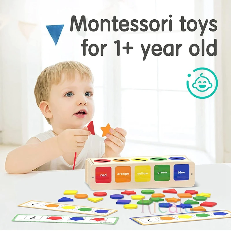 Jouets Montessori en bois pour enfants de 1 2 3 ans, jouet à empiler en forme de couleur, blocs éducatifs précoces, jouets d'apprentissage pour tout-petits, cadeau