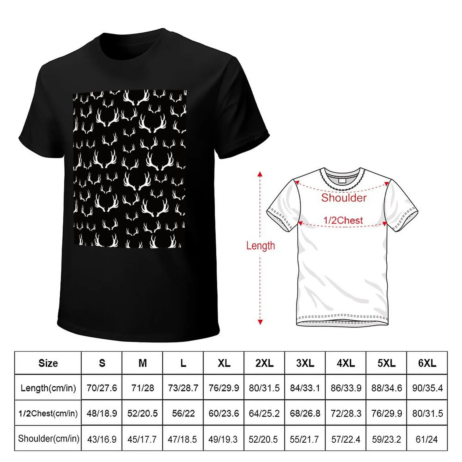 Deer Antlers - Hunters pattern T-Shirt Personalized t-shirt plus size clothes Funny t-shirt men clothes