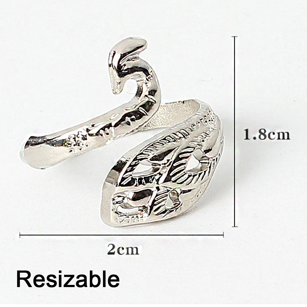 Peacock Open Ring Knitting Loop Crochet Fish Finger Wear Thimble Yarn Adjustable Fining Tools Creative Rings Jewelry For Women