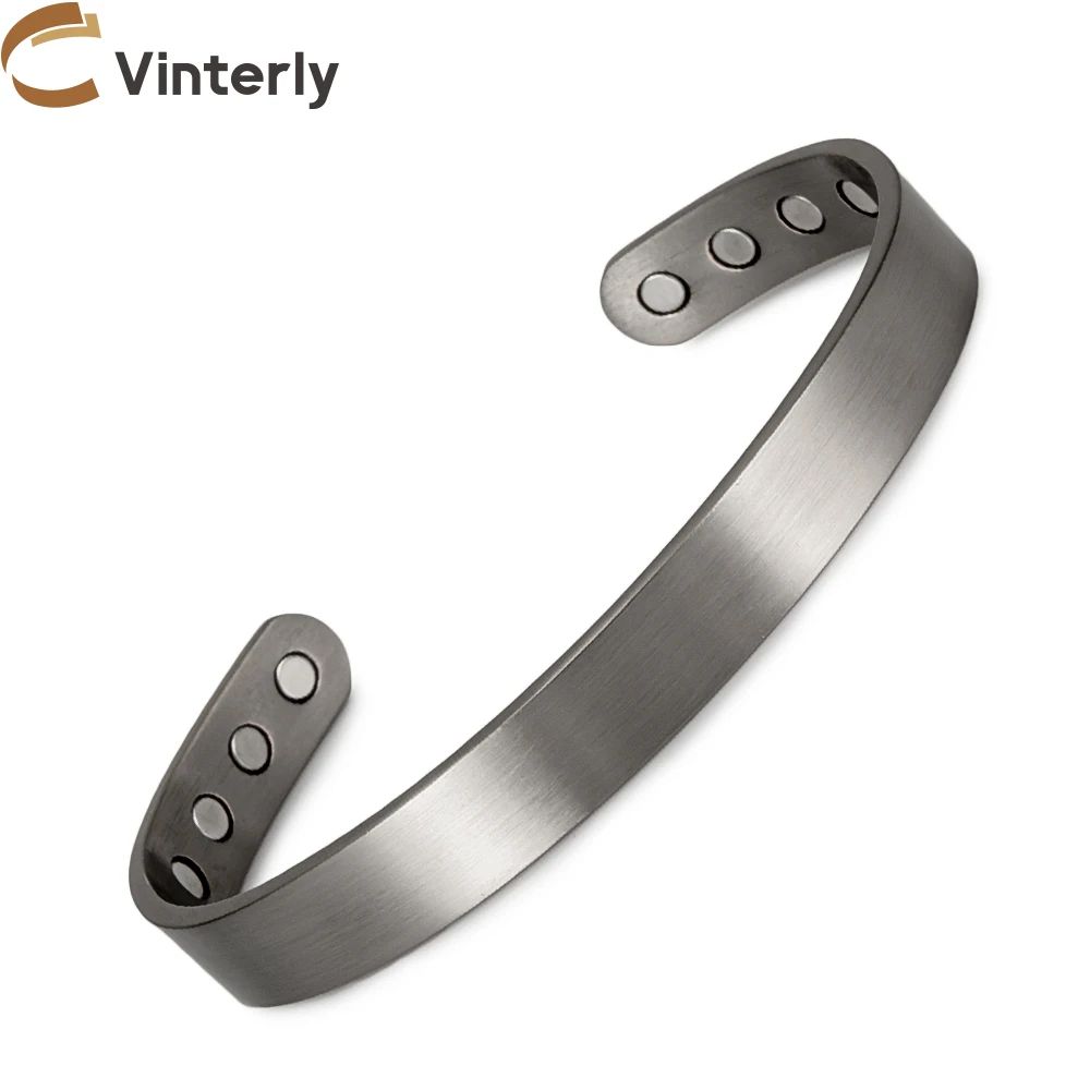 Vinterly Pure Copper Bracelets Men Magnetic 10mm Adjustable Health Energy High Magnets Cuff Bangle Resizable Jewelry Male Metal