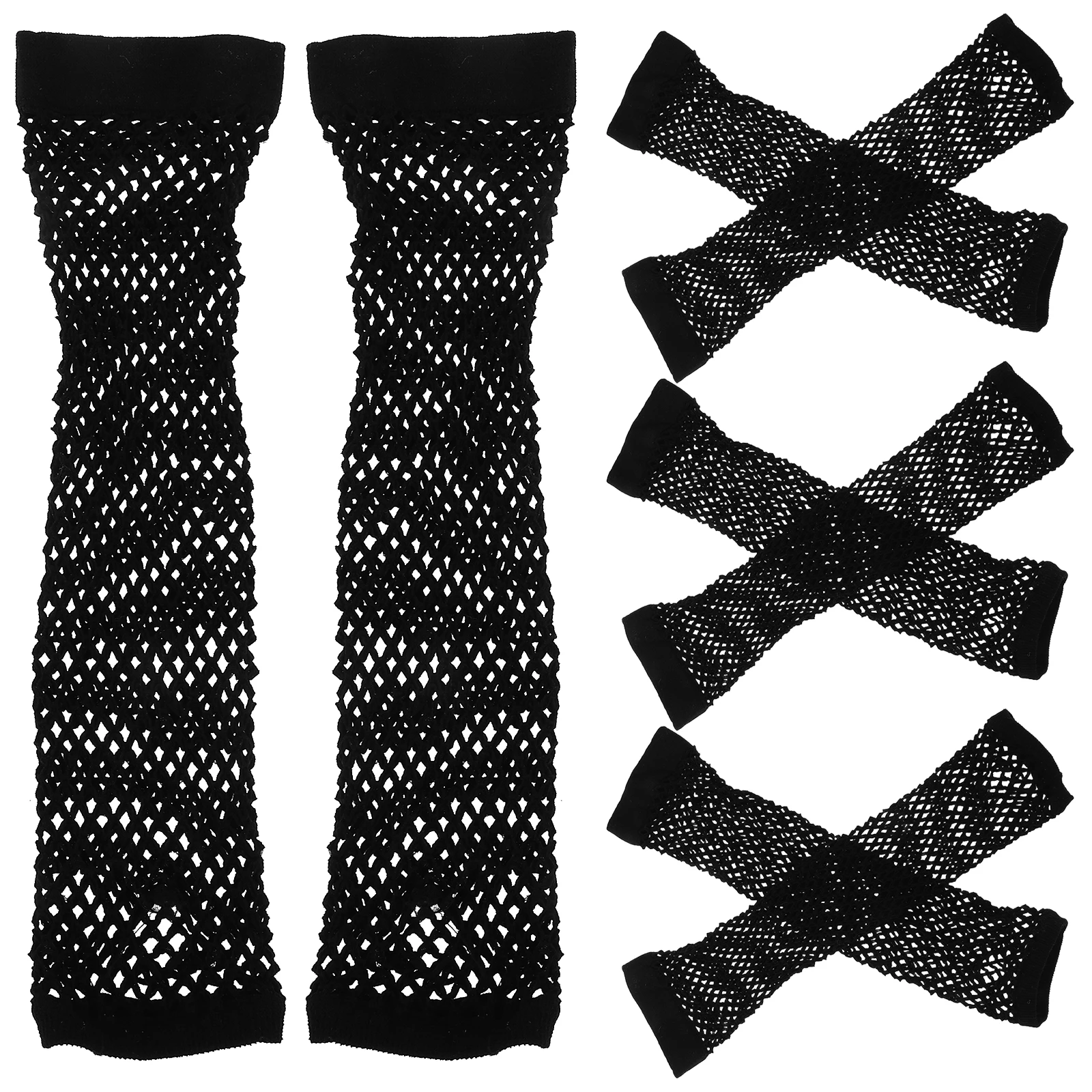 

4pcs 4 Pair Black Mesh Performance Gloves Fashion Polyester Lace Sleeves Women Dressy Night Show Spiderweb Gloves Cosplay