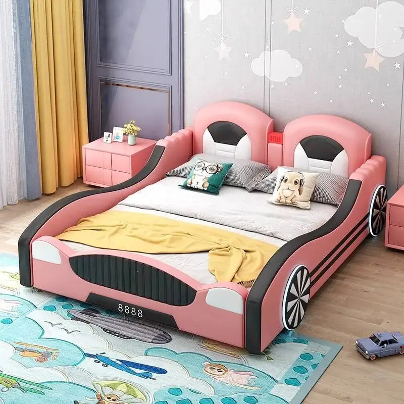 سرير أطفال أبيض بسيط فاخر وآمن وبسيط وسرير أطفال مخصص بتصميم خشبي وحديث مضاء لصب أثاث منزلي للرضع