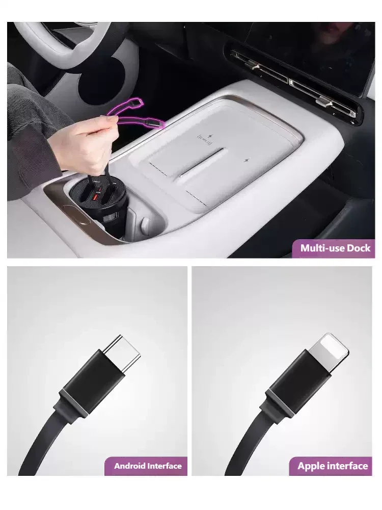 For XPENG P7+ 2025 2026 2027 TAJIAN Super Fast Charging Rack Expansion Dock Car Central Type-C Phone Docking Station Fits view 4