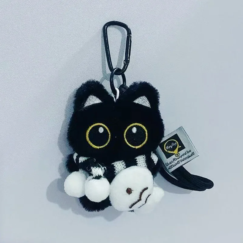 Niedlicher Cartoon-Plüsch-Schlüsselanhänger mit schwarzer Katze, Taschenanhänger, Dekoration, Schlüsselanhänger, Charms, Auto-Schlüsselanhänger, Zubehör für Frauen, Paare, Geschenk – Detail 5