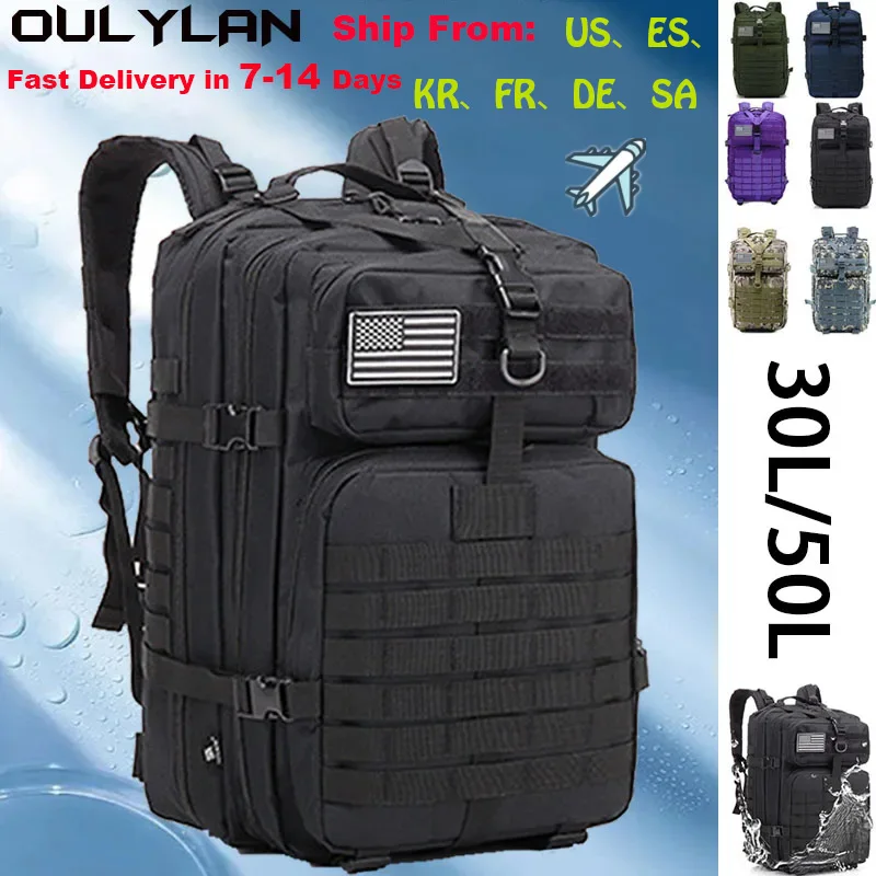 

Штурмовый тактический рюкзак для мужчин объемом 50 л/30 л, вместительные рюкзаки для кемпинга, охоты, треккинга, походов, рюкзаки