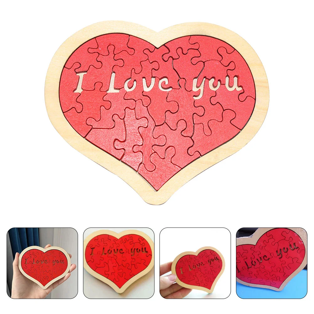 Heart Shape Wooden Puzzle Kids Learning Toy Motor Skills Logical Thinking Valentine Gift Safe Wood Material Toddler