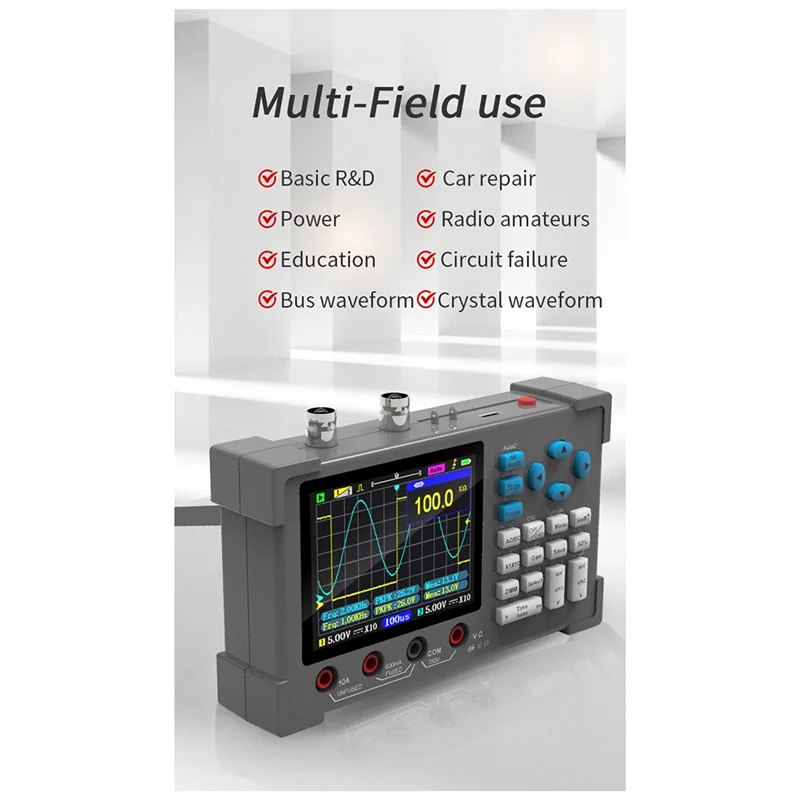 DSO3D12 3.2 Inch Desktop Digital Oscilloscope 120M Bandwidth Dual Channel Multimeter and Signal Generator 3 in 1 120M