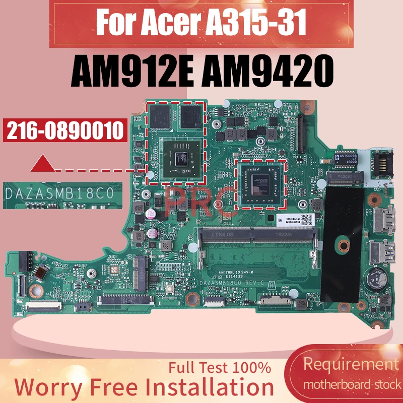 Placa-mãe Portátil para Acer 2g Notebook Mainboard A31531 Am912e Am9420 2160890010 Dazasmb18c0