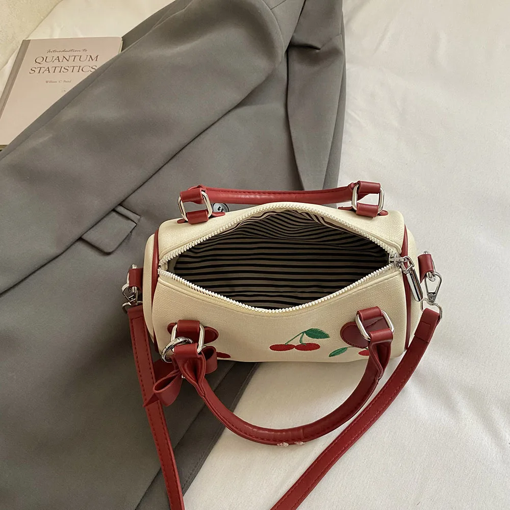 Cherry Embroidery Pattern Woman ‘s  Crossbody Bag New Fashion Mobile Phone Bags Casual Style Portable Daily Shoulder Bags