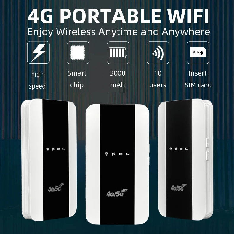 M10L 4G LTE Portable WiFi Router - 150Mbps, 3000mAh Battery, 1.46