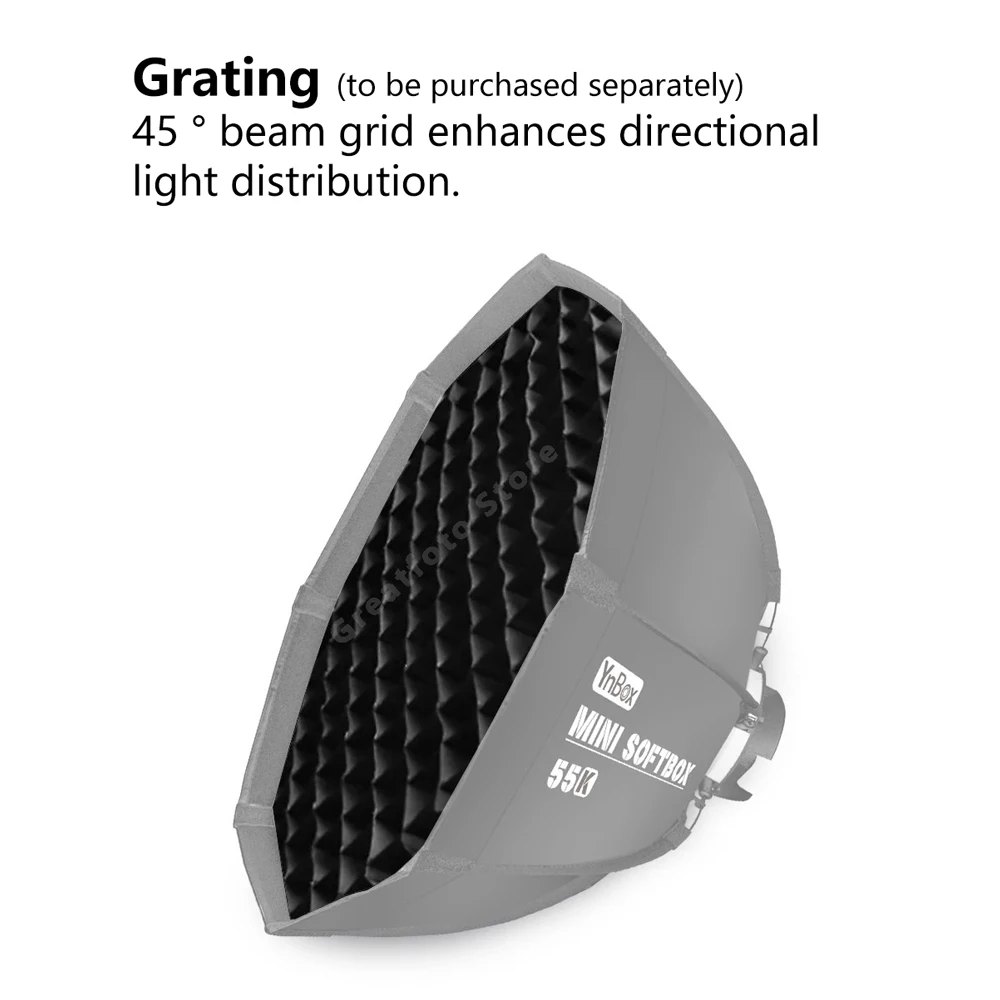 YONGNUO YNLUX100 Sâu Bát Giác Softbox 55CM Với Lưới Bowen Mount Cho Colbor CL60 Aputure Amaran 60x 200X 300d II sokani X100