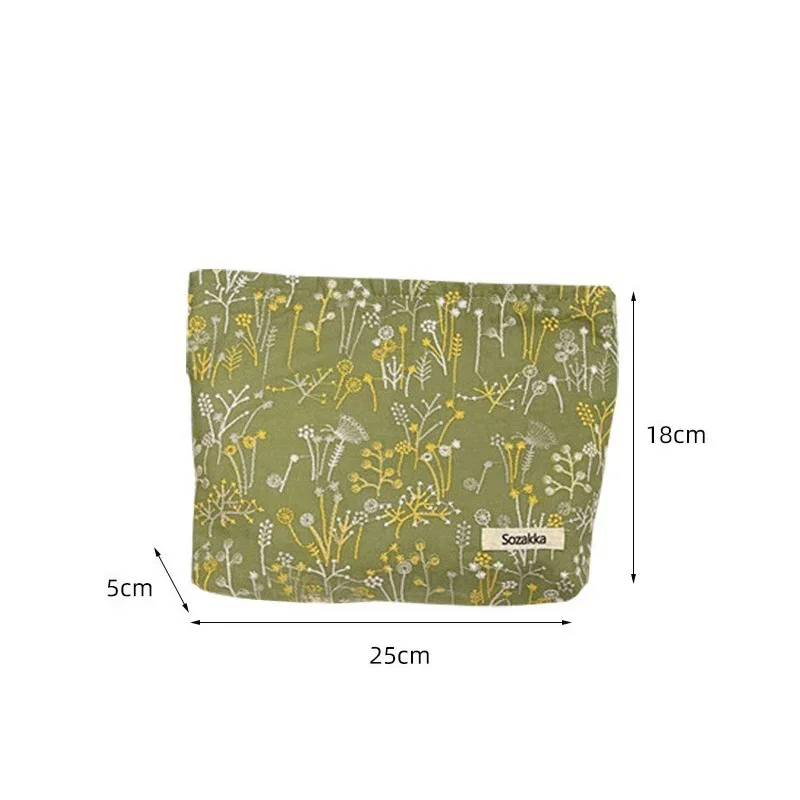 Vintage Embroidered Floral Cosmetic Bag Large Capacity Women\'s Cotton Linen Storage Makeup Bag Portable Clutch Phone Wallet Bag