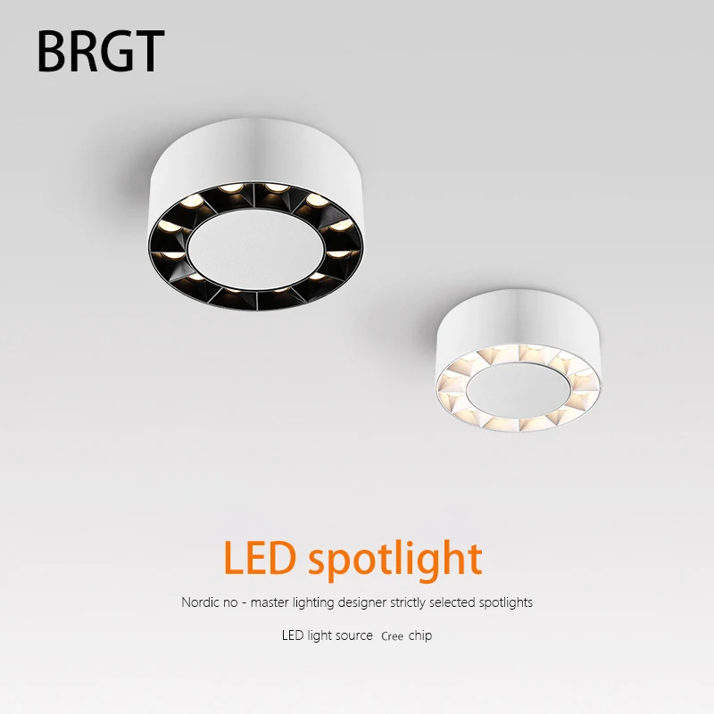 

BRGT Led Spotlight Surface Mounted Downlight COB Spots 7W 10W Ultra Thin Anti Glare Lights 85-265V For Home Shop Indoor Lighting