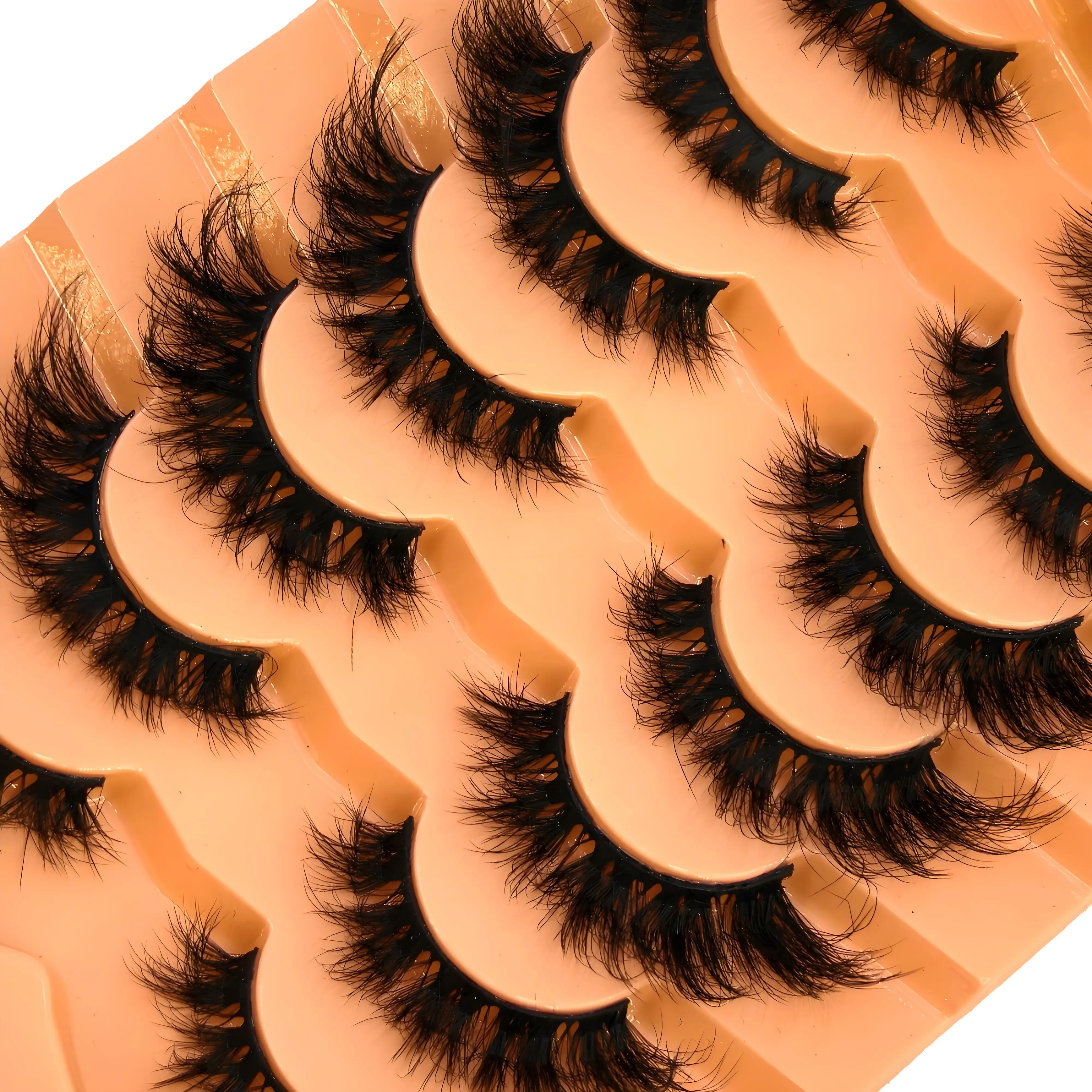 新しい 7 ペアクラシックハイブリッドボリュームまつげ新着うっすら D カールショートロシアストリップまつげメイクアップつけまつげ