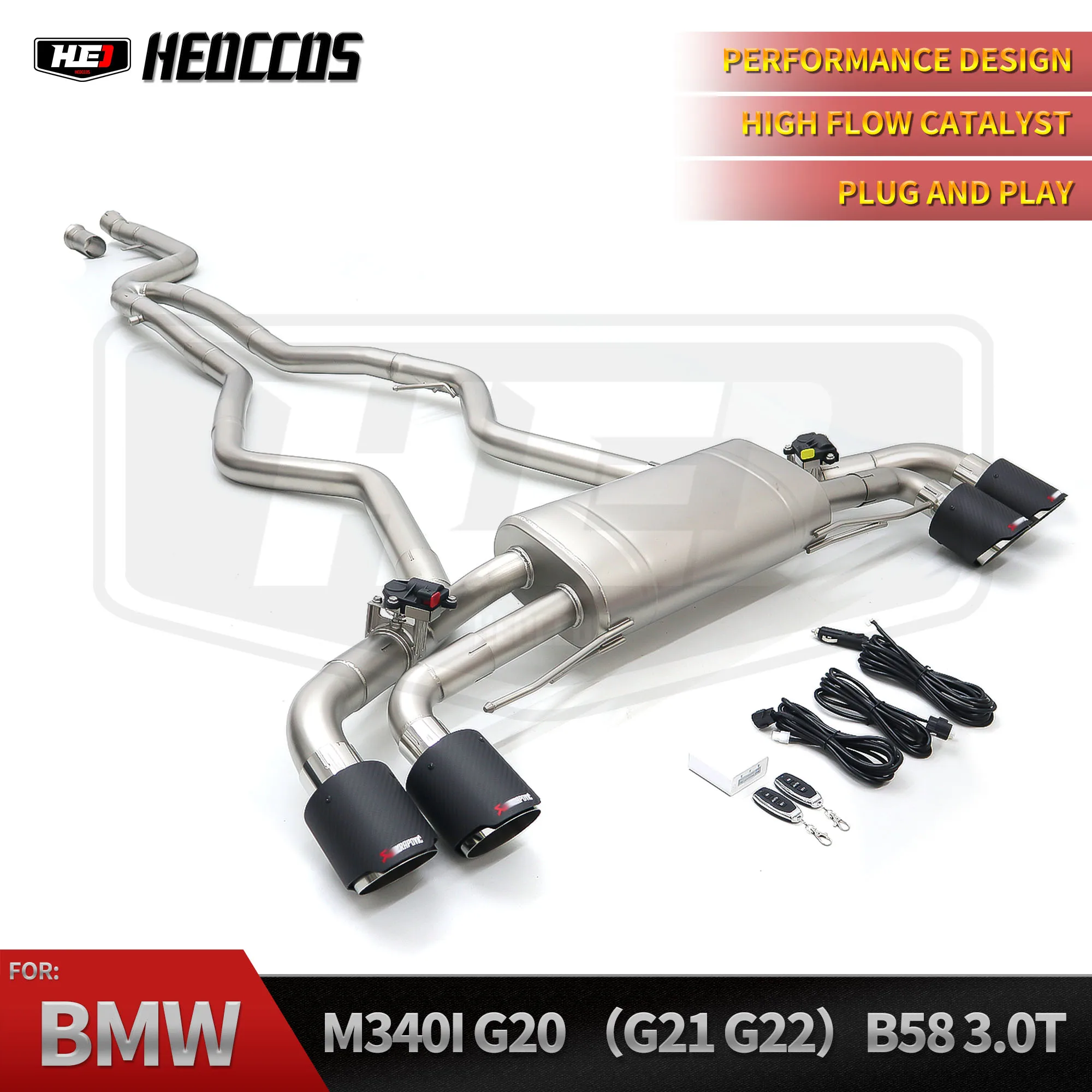 Выхлопная система HEO Valvetronic для BMW M340i/M340 M440I G20 B58 3,0T глушитель Catback с клапанами и 4 наконечниками