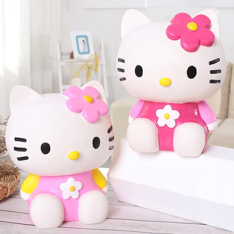 Mini Hello Kitty Piggy Bank for Kids Creative Piggy Bank Fashion Vinyl Doll Money Safe Money Saving Box Coin Bank Girls Toys