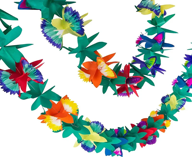 3M bunte Kränze und Bänder zum Dekorieren von Hawaii-Sommer-Tropenpartys, Heimdekoration, tropische Inseln, Strandurlaubszubehör – Detail 5