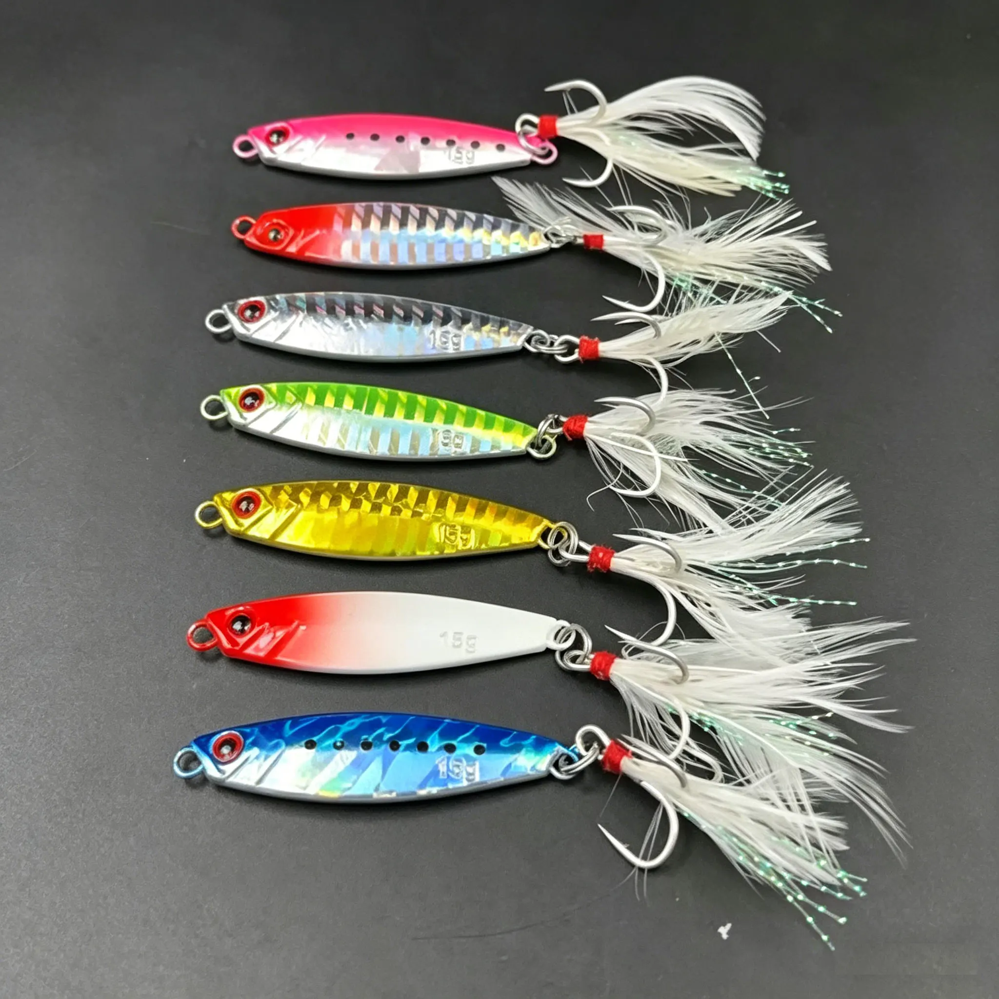 Balleo 1pc 7color 10g15g20g25g30g Laser metal jig slow Sinking jig wobbler metal spoon fishing lure lead fish for carp lure