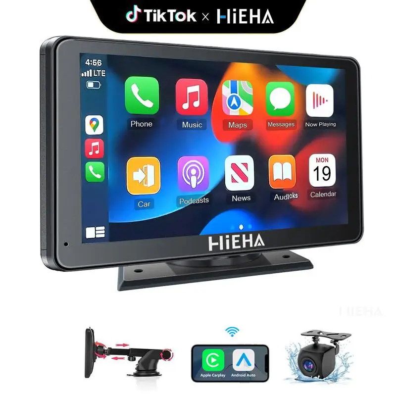 

【Hieha】2025 Newest Portable Carplay Screen for Car, 7 Inch IPS Touchscreen Car Stereo Support Wireless Carplay FathersDayGift