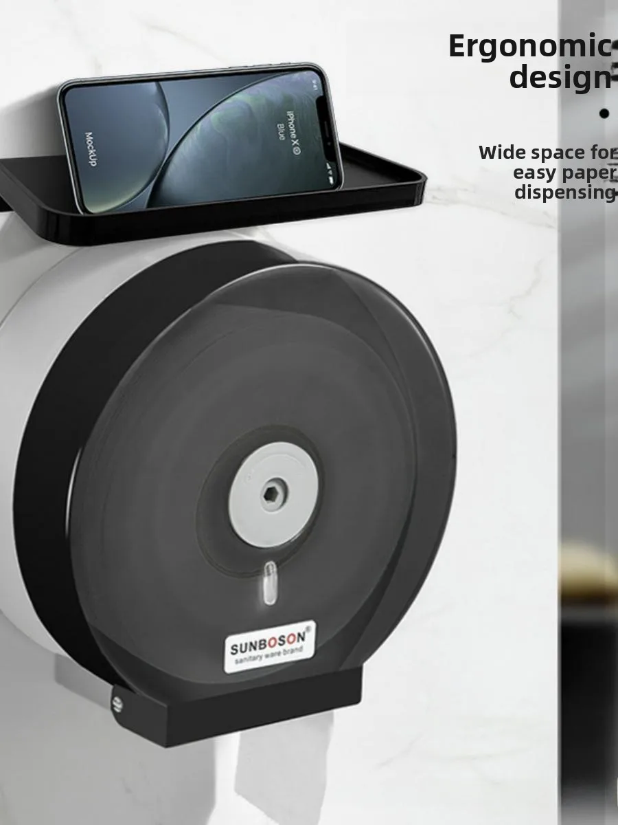 

Hotel Bathroom Commercial Household Toilet Paper Holder Large Roll Paper Rack with Key Mobile Phone Stand Simple Style