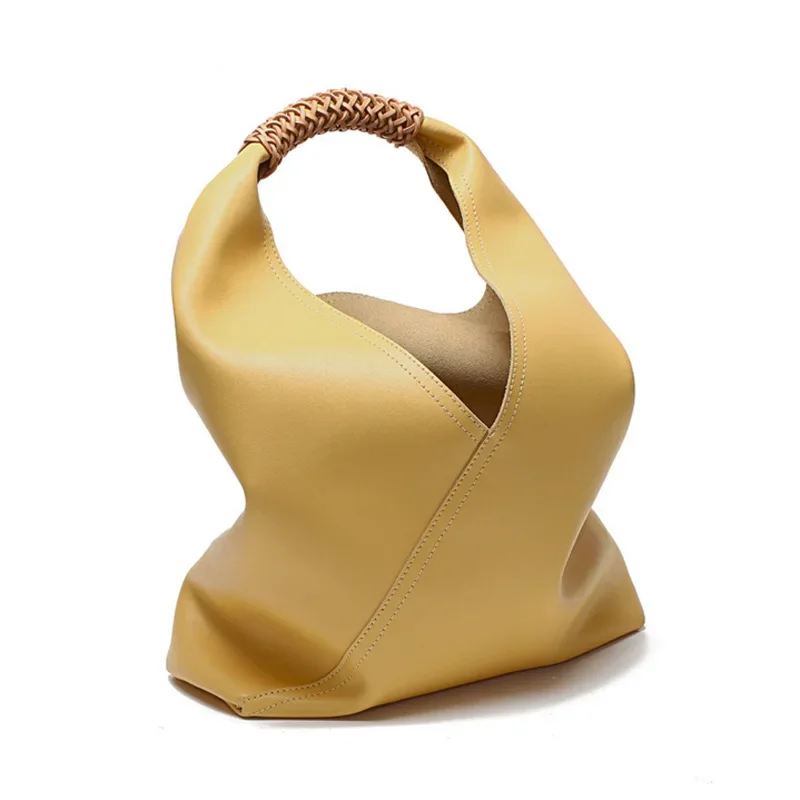 Bolsos versátiles de cuero genuino para mujer, bolso de axila de alta gama, bolso de hombro portátil de moda, bolso de mano de nicho de gran capacidad