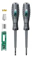 2PCS Electrical Screwdriver Set with LED Voltage Tester, Insulated Flat & Phillips Screwdrivers for Wire Break Detection