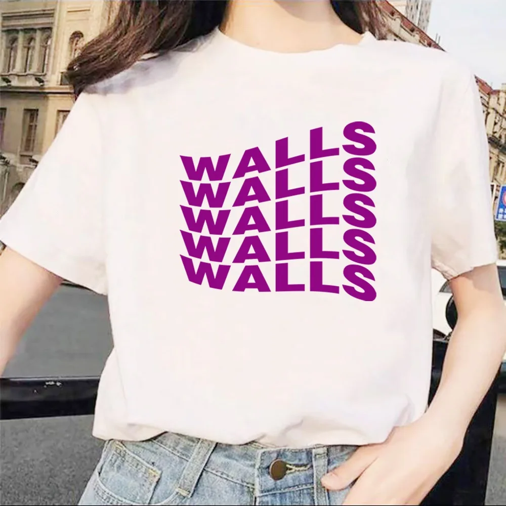 Walls Letter Printed T Shirt Women Tees Shirt Short Sleeve Woman T-Shirts Fashion Harajuku Pullover Tops 2024 Summer New Clothes