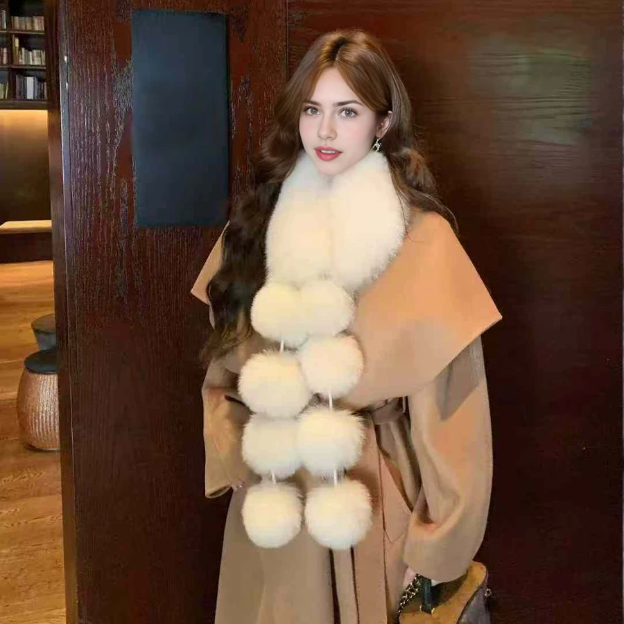 Écharpe de cheveux d'hiver pour femmes, enveloppes chaudes à la mode, écharpe en vraie fourrure pour le cou