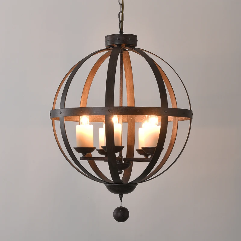 Farmhouse Candel Chandelier Light Rustic Black Hanging lamp Home Decor Suspension Luminaire Lighting