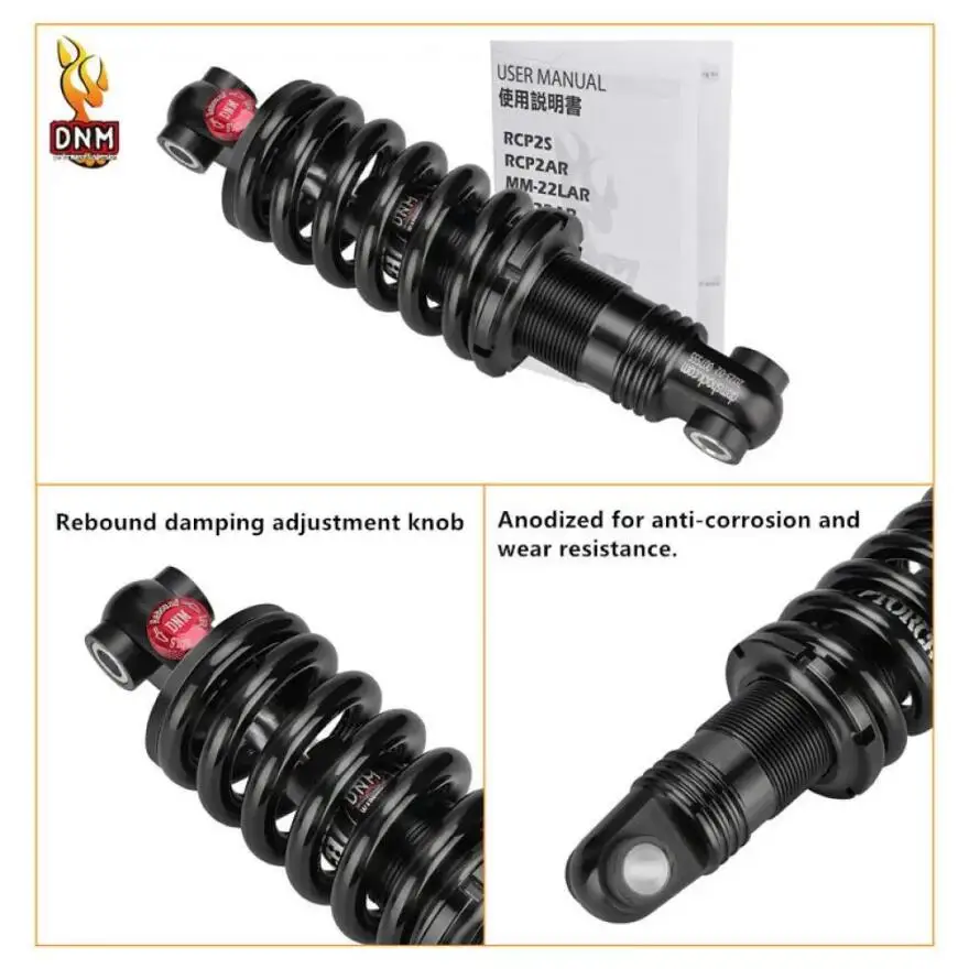 

DNM DV-22AR Bicycle Rear Shock Absorber 450lbs - 1500lbs Mountain Bike Spring Shock Absorber 125mm/150mm/165mm/190mm/200mm