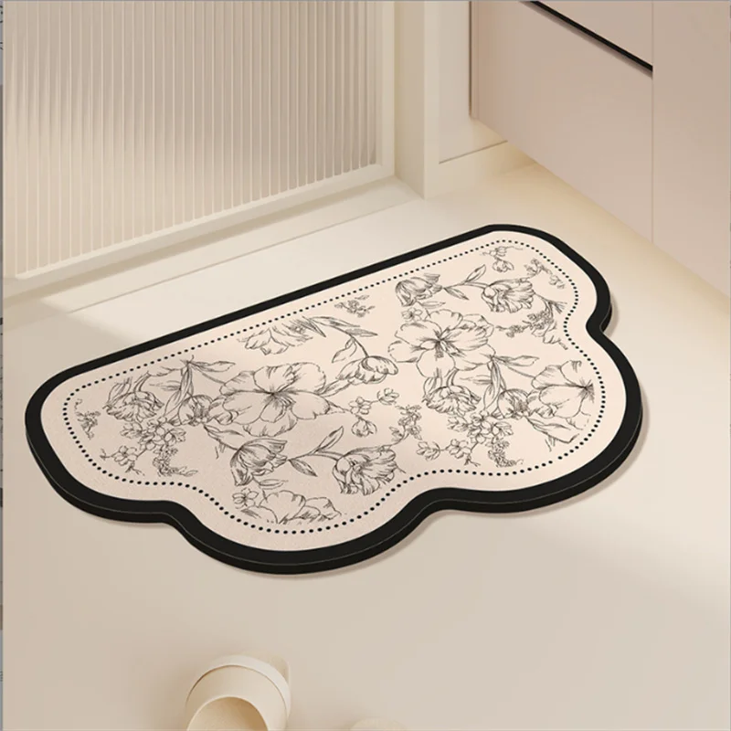 

60x40CM Thickened Soft Diatomaceous Earth Bathroom Floor Mat Absorbent Quick Drying Entrance Rug Anti-Slip Foot Pad for Door