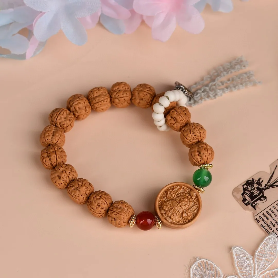 

New King Kong Bodhi with Agate Bead Bull Bone Running Ring Handheld Bracelet Ethnic Style Retro Hand Play Couple Hand Rope Gift