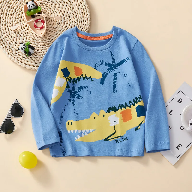 Frühling Herbst Infant Baby Langarm Baumwolle T-Shirt Auto Gedruckt Casual Lose Runde Kragen Kind Junge Unterwäsche Vielseitig Jungen Tees