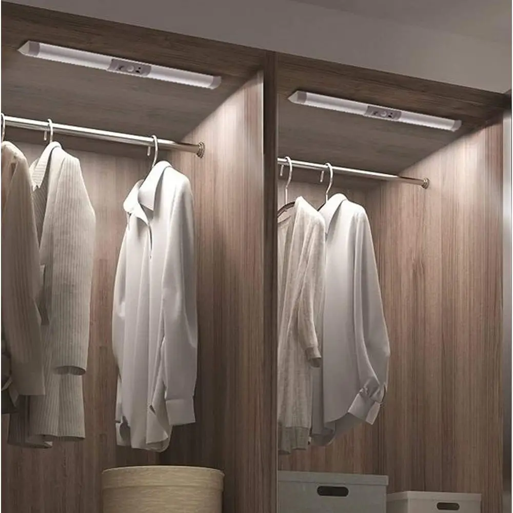 

Светодиодная подсветка для шкафа с датчиком движения и защитой для глаз, автоматические перезаряжаемые светильники для кладовой, гардеробной