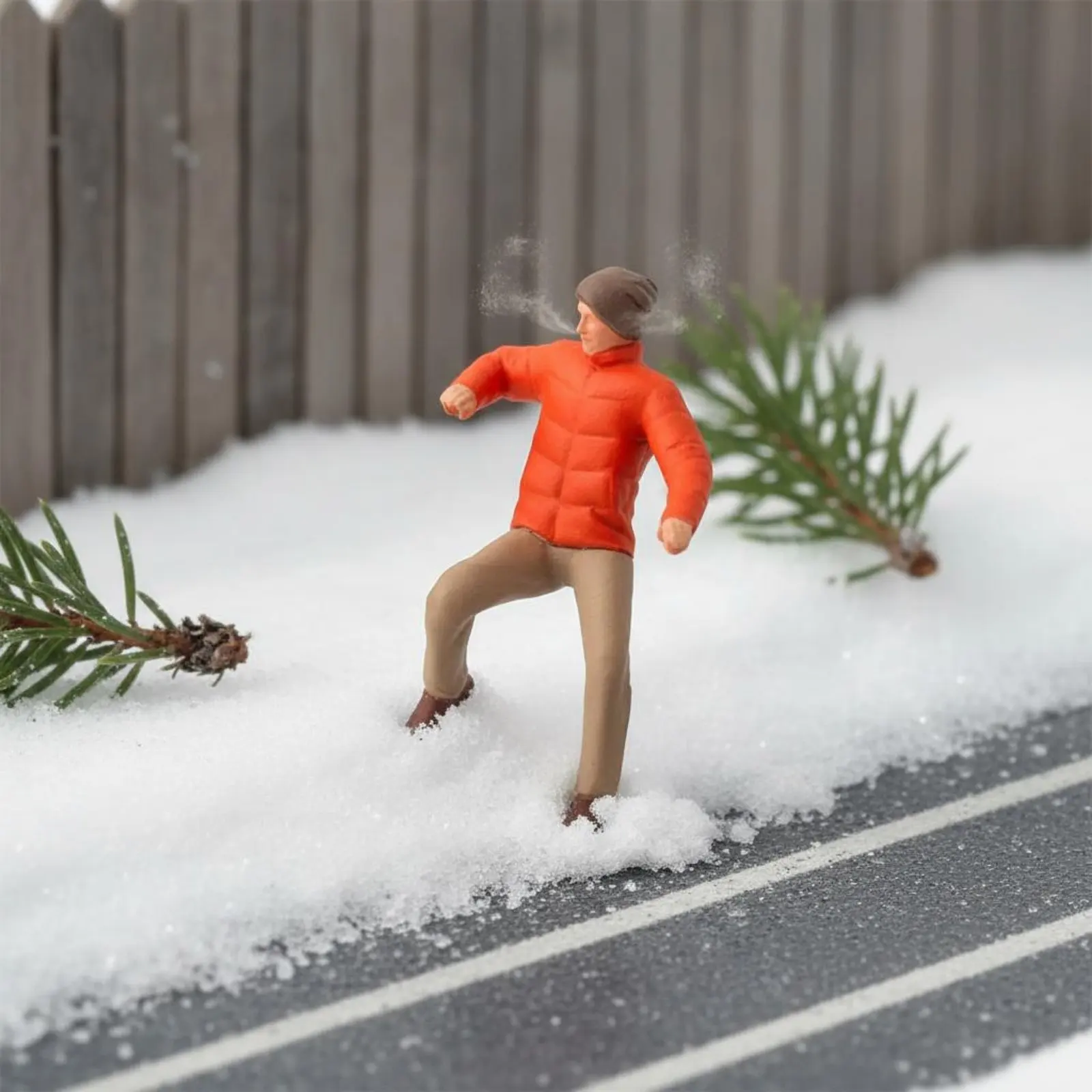 1:64 Winter Display Scene Collectible Display Snowball Fight Miniature Snowman Scene Model Detailed Painted Figures for Showcase view 4