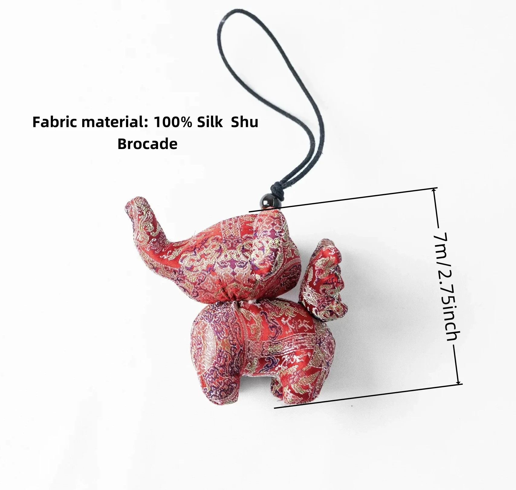 حسن الحظ الأحمر دامبو قلادة أغنية الديباج النمط الصيني التقليدي الحرير يدويا سيارة معلقة اكسسوارات الفيل حقيبة السحر