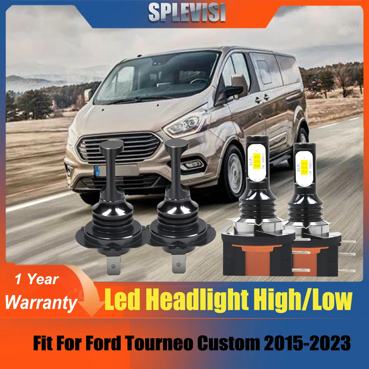 

H15 H7 LED High Low Beam Bulbs Road Legal Headlight Replacement For Ford Tourneo Custom 2015-2023 2016 2017 2018 2019 2020 2021