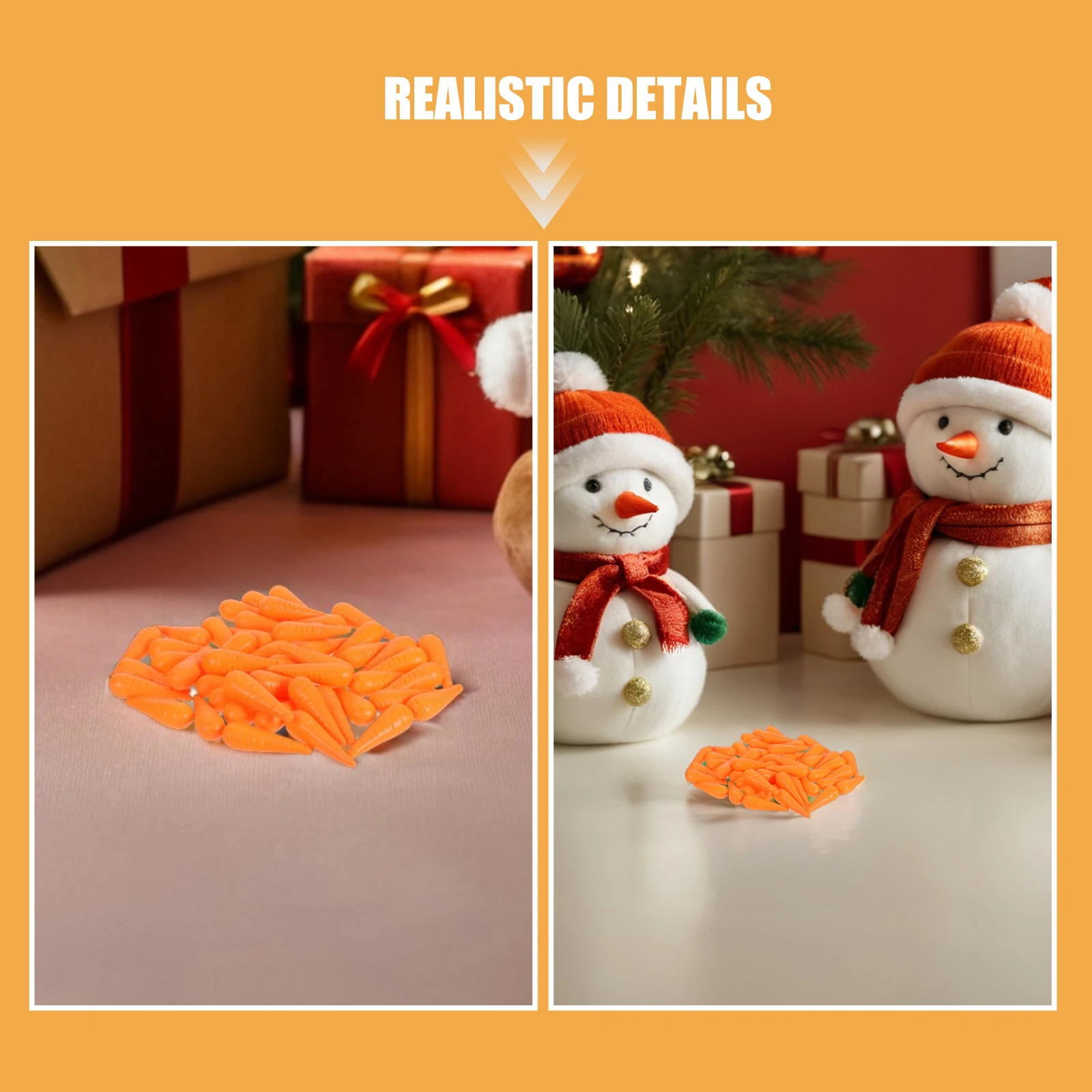 

100pcs Snowman Carrot Nose Plastic Carrot Nose Props for Christmas Costume DIY Festive Dress Up Accessories Supplies Craft