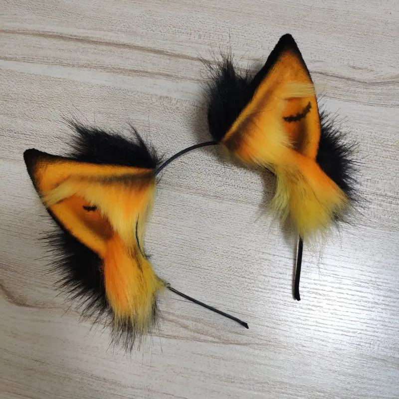 White Black Wolf Ear KC JK Accessories Handmade Beast Ear Hair Hoop Simulation Animal Headband Halloween Xmas Cosplay Props
