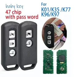 baby key for Honda motorcycle remote K97/K96/K01/K77  3 Button Smart Keyless FSK433 MHz ID47 Chip  /password/ ring