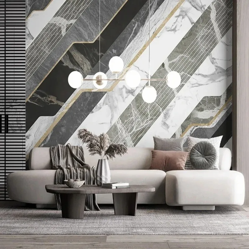 Modern 3D Stereo Geometric Marble Wall Mural Abstract Texture Wallpapers TV Background Wall Art for Living Room Bedroom