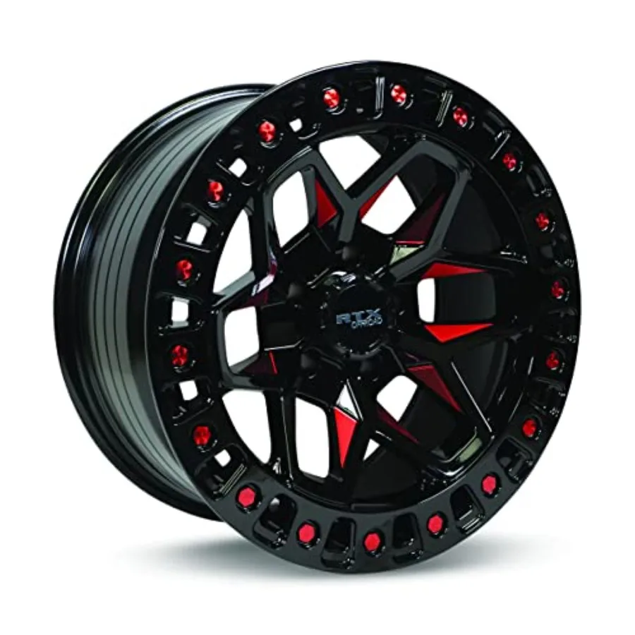 

ZION Custom Wheel 18x9 0 Offset 6x139.7 Bolt Pattern 106.1mm Hub Black with Milled Red Accents Rim