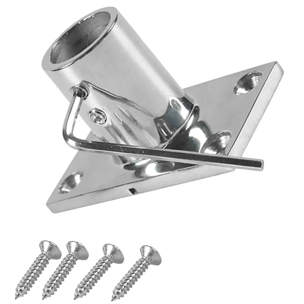 

1 Pc Stainless Steel Silver Square Tube Base 7/8" 22mm 90 Degree Rectangular Base Boat Hand Rail